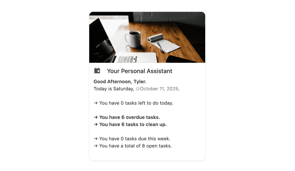 Personal Assistant Dashboard